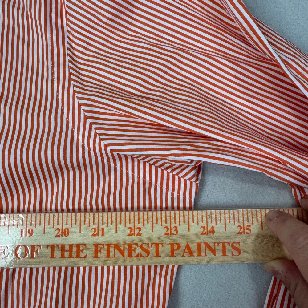 Ralph Lauren Mens Large Orange White Striped Button Shirt Long Sleeve Cotton‎